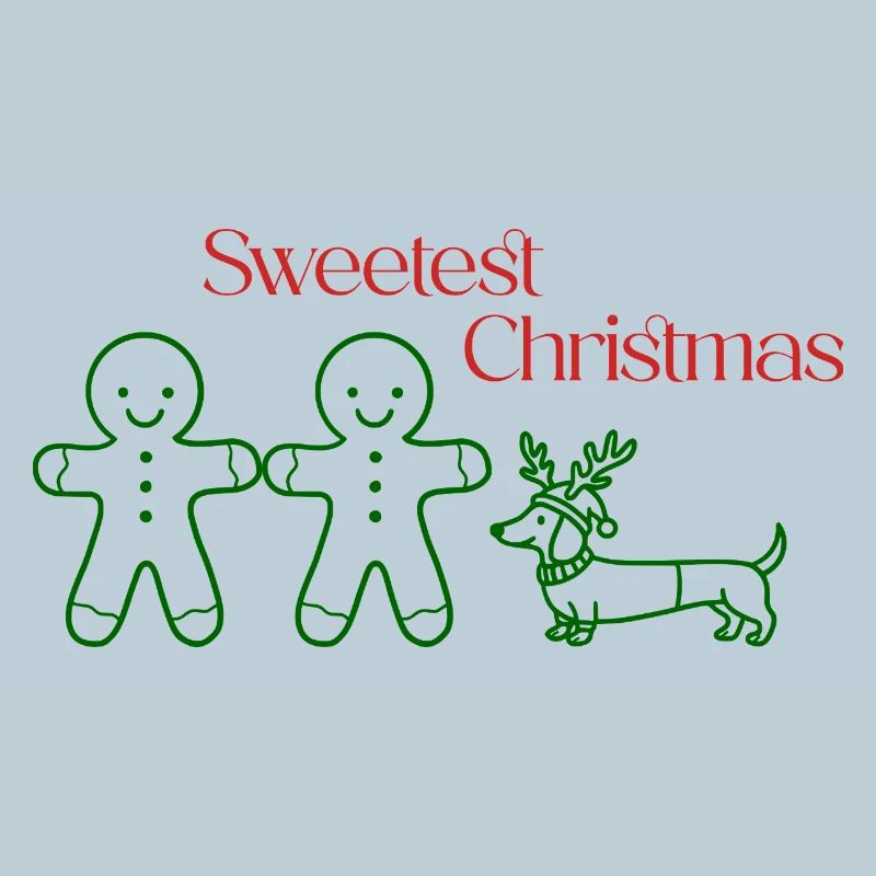 Christmas – Minimal Gingerbread & Dachshund (Green)