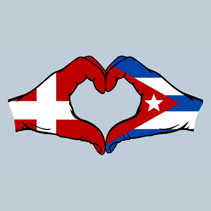 Denmark Cuba Flag Hands Heart