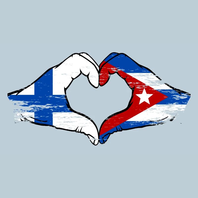 Finlande Drapeau Cuba Mains Cœur