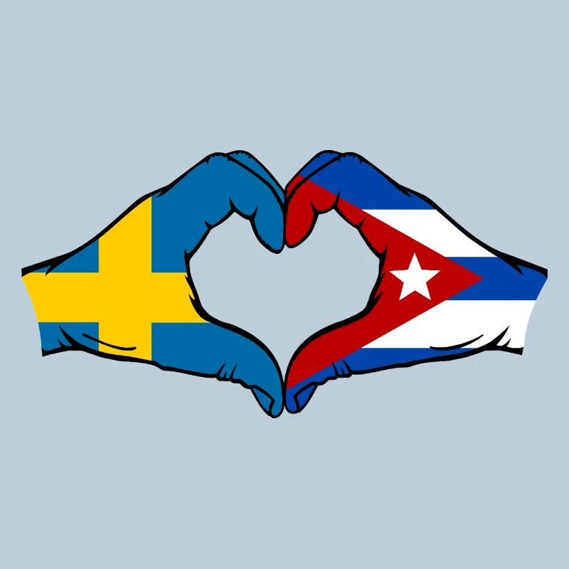 Drapeau Suède-Cuba Mains de cœur