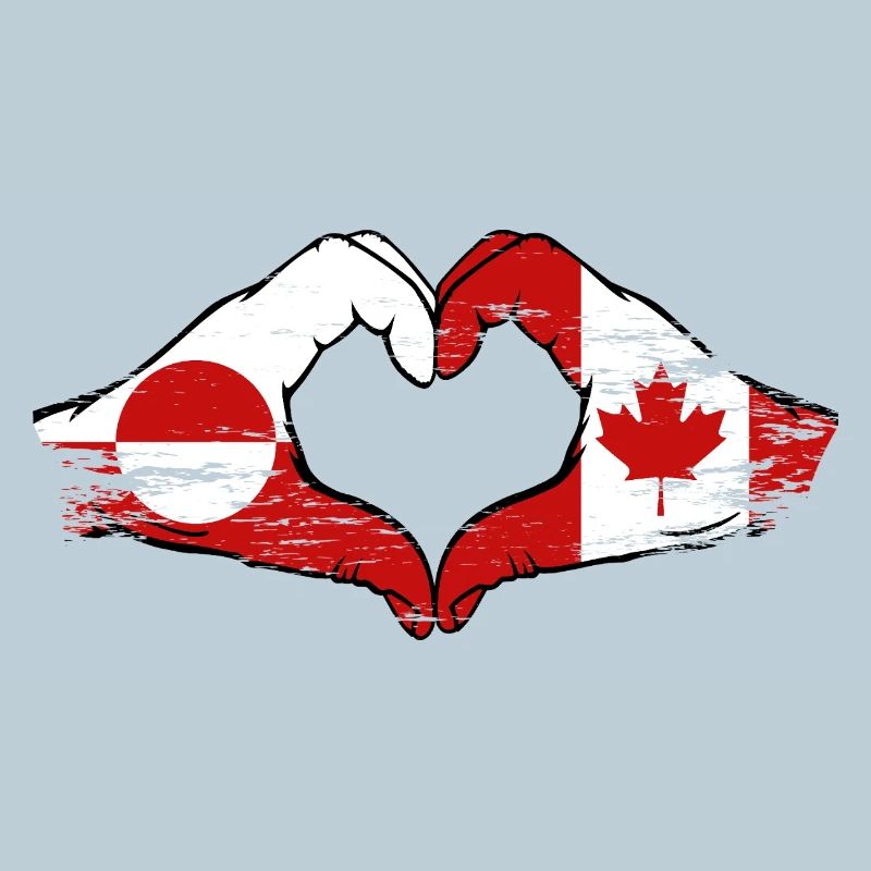 Mains du drapeau du Groenland, Canada, forme de cœur utilisée
