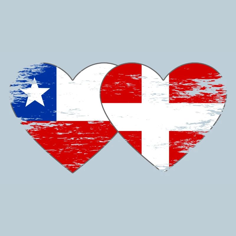Chile Dänemark Flagge Herz used