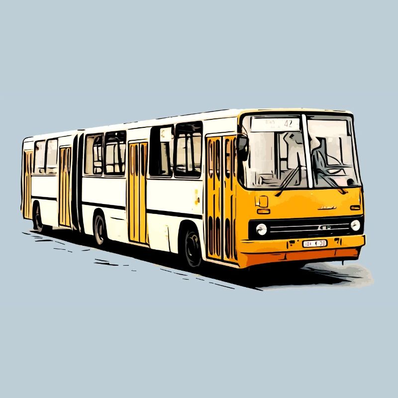 Bus articulé Ikarus jaune blanc