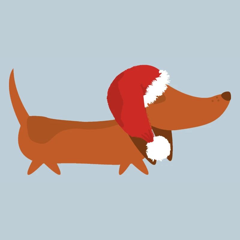 Dachshund with Christmas hat