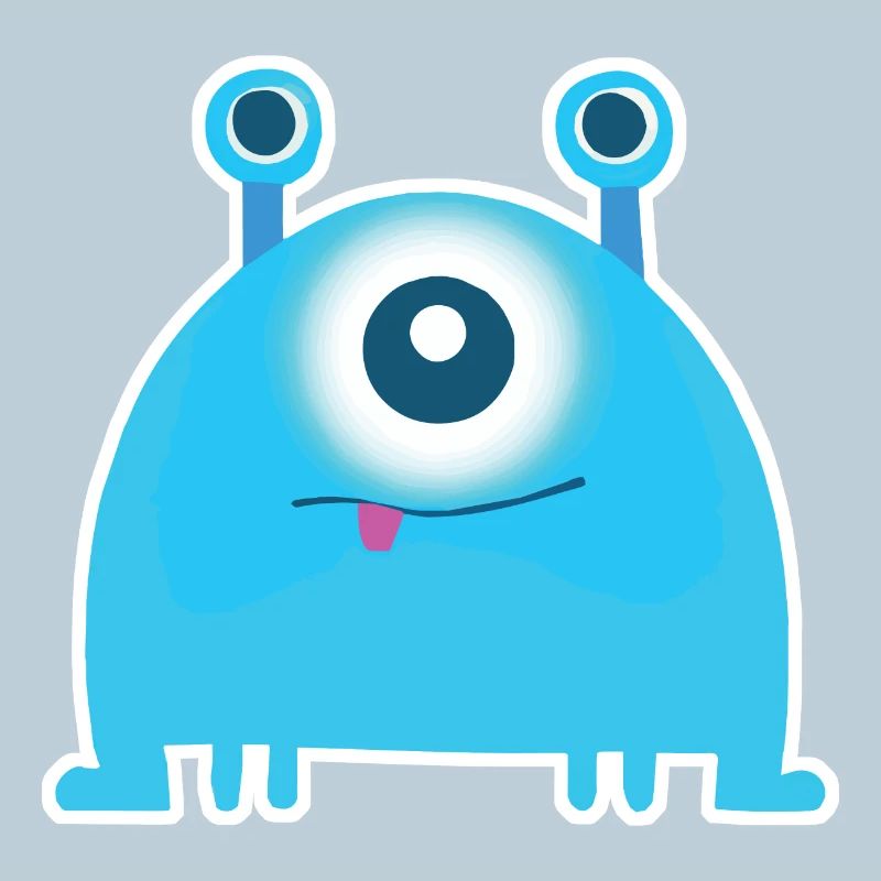 Süßes Einäugiges Monster | Lustiges blaues Chibi-Alien