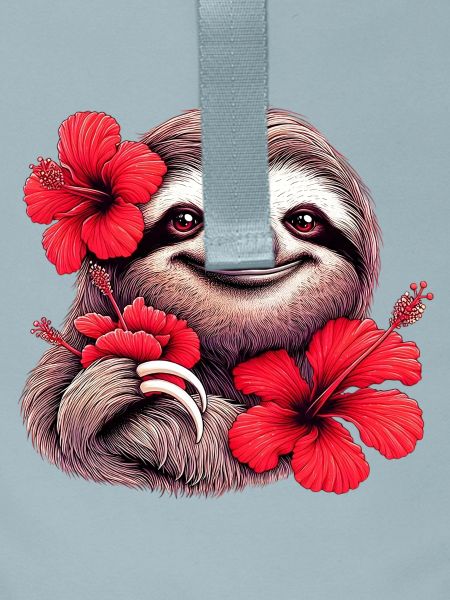 Sloth with hibiscus flowers