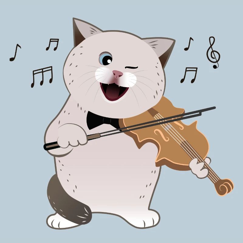 mignon chat potelé jouant du violon
