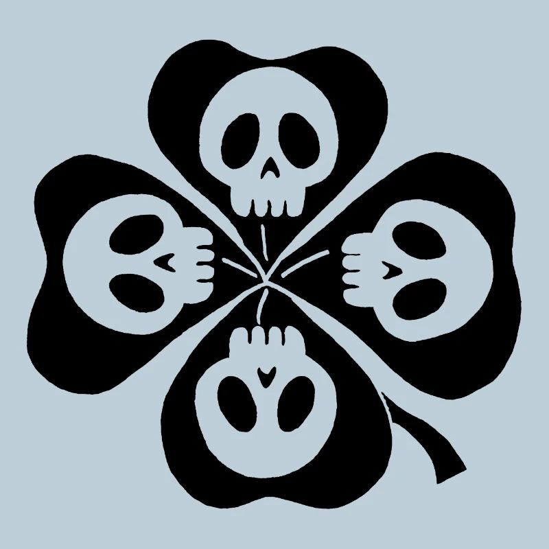 Skulls and black four-leaf clover