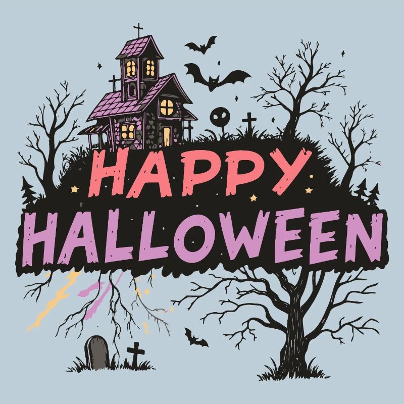 Happy Halloween Maison Hantée Pastel