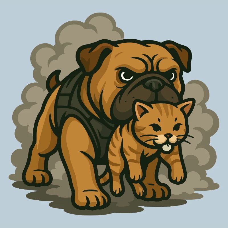 Duo chien et chat de garde