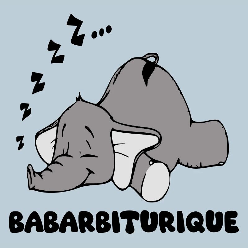 Éléphant Endormi avec le titre babarbiturique