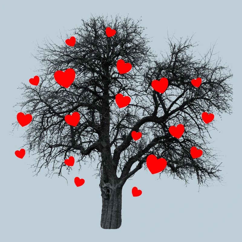 Red Hearts Tree with Hearts
