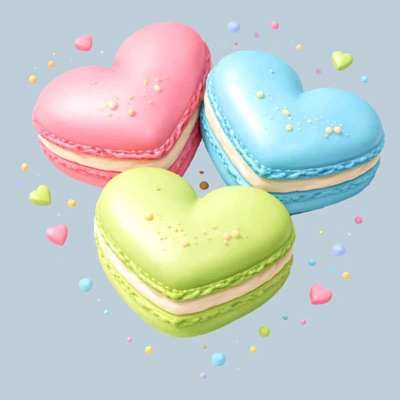  Macarons in Herz Form Pastell Geschenk