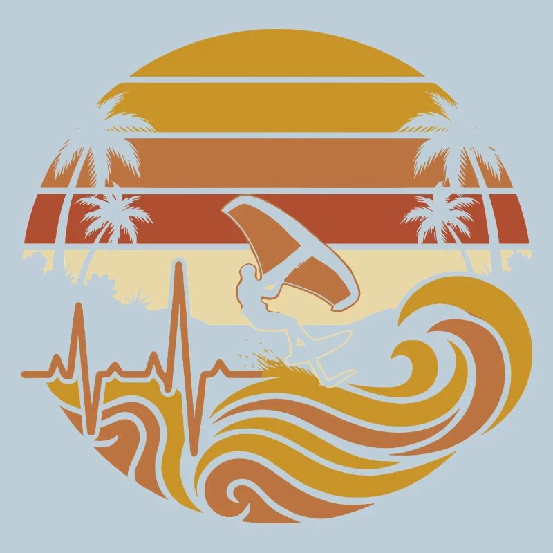 Sunset Surfing Palm Trees