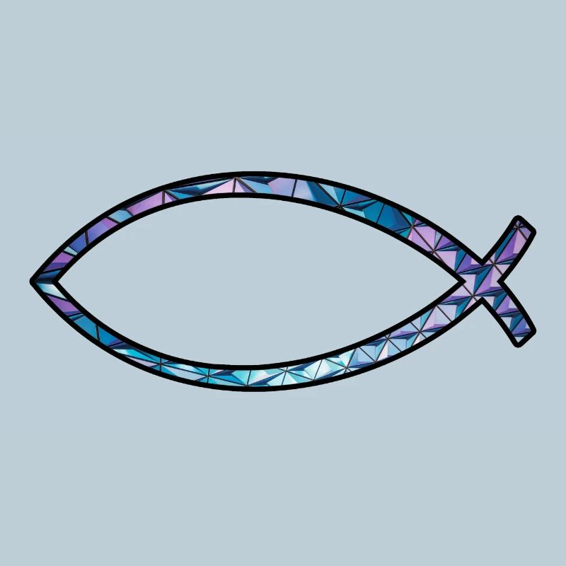 Ichtus fish (diamond, blue)
