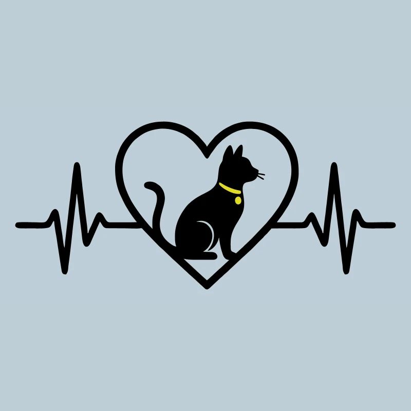 Katze Herz Silhouette Süß Pet Lover Geschenk