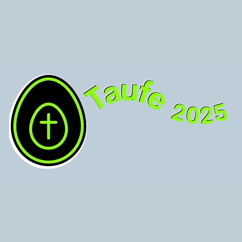Taufe 2025 Kreuz im Ei hell grün Querformat