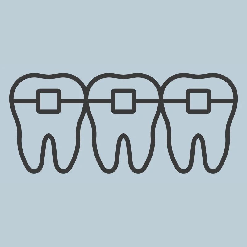 Braces Line Icon – Orthodontic Teeth Alignment Sym
