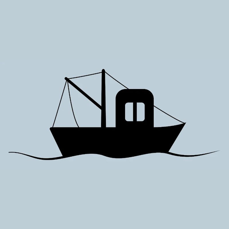 Silhouette de cotre de pêche, petit navire