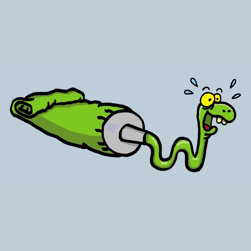 Serpent vert et tube de gouache