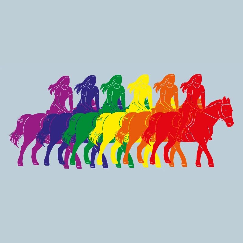 Silhouette de cavalier arc-en-ciel