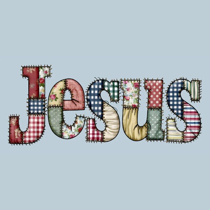 Patchwork Jesus Lettering