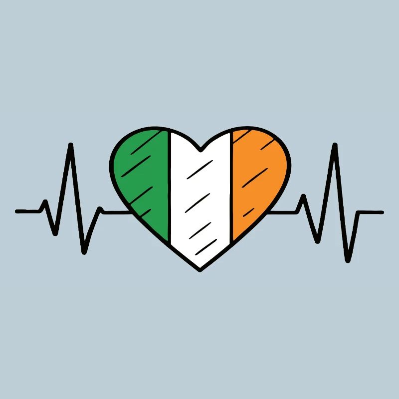 Drapeau de l’Irlande Heartbeat Line Irish Pride Design