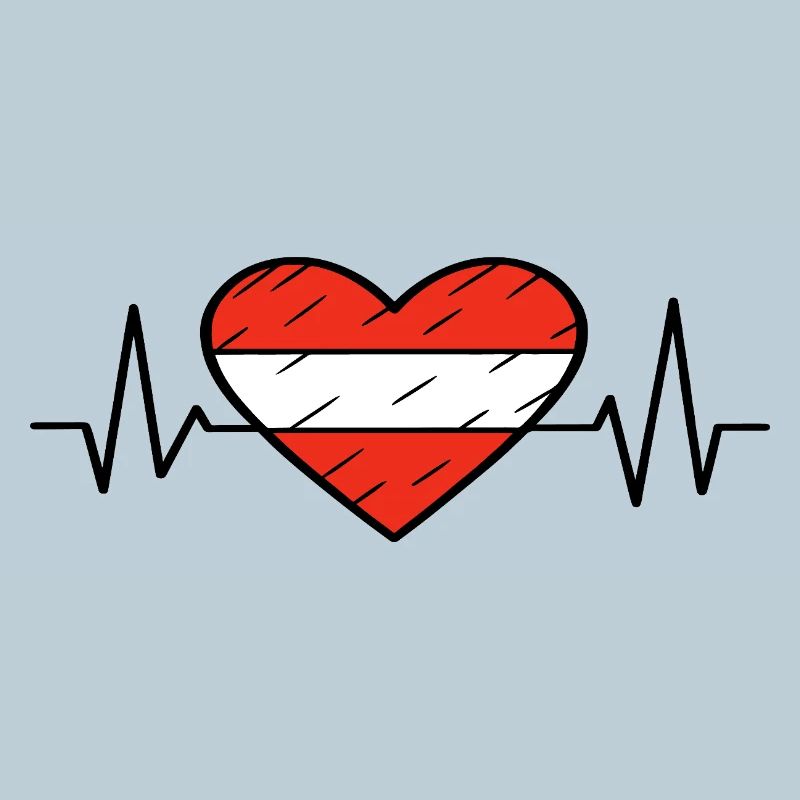 Austria Flag Heartbeat Line Austrian Pride Design