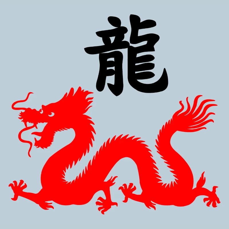 Écriture chinoise avec image de dragon rouge