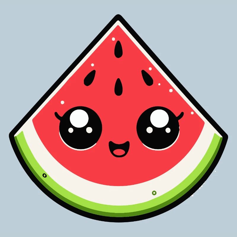 Pastèque Kawaii Tranche Souriante