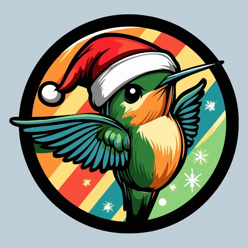 Colibri dans un look arc-en-ciel de Noël