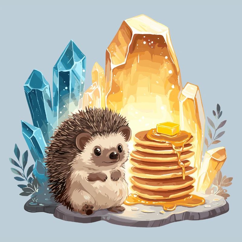 Igel mit Pancakes in Kristallhöhle
