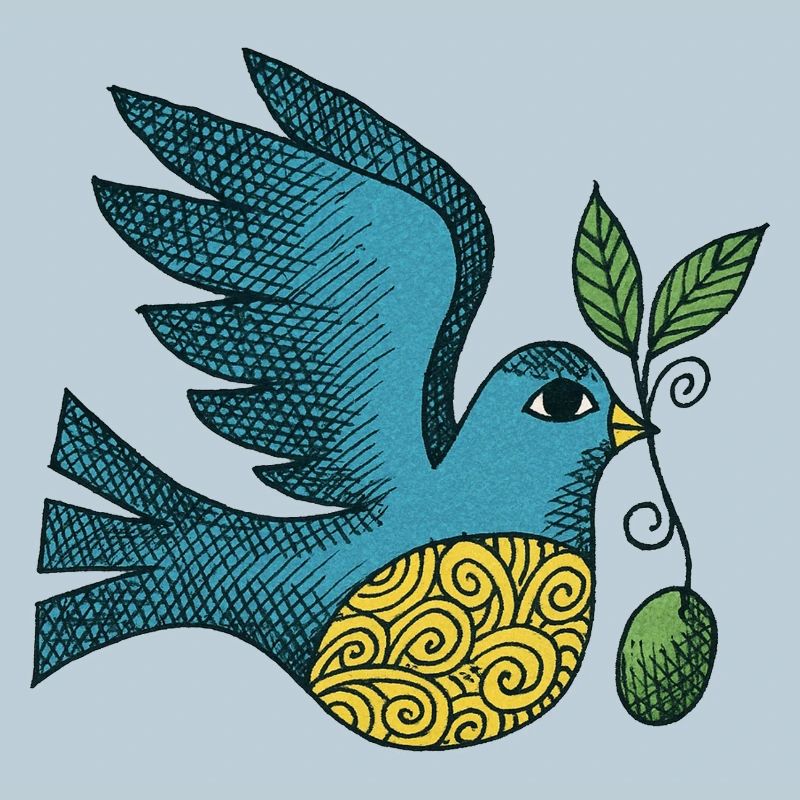 Azure Bird with Swirl Belly
