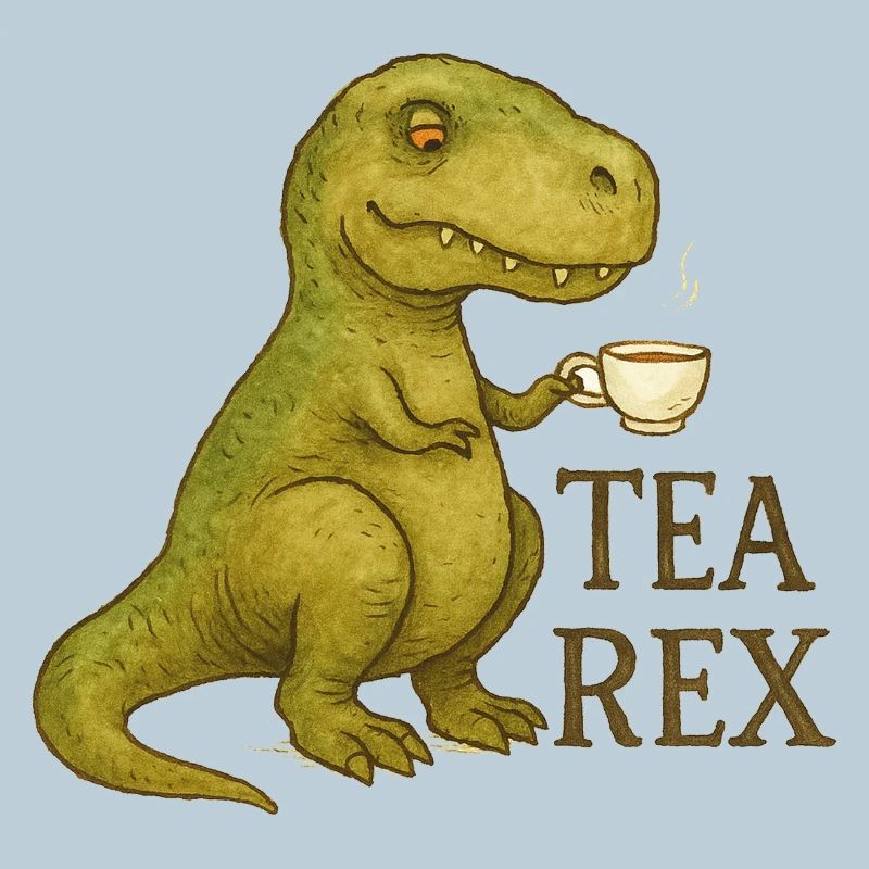 Tea Rex : Aquarelle Dino Heure du Thé