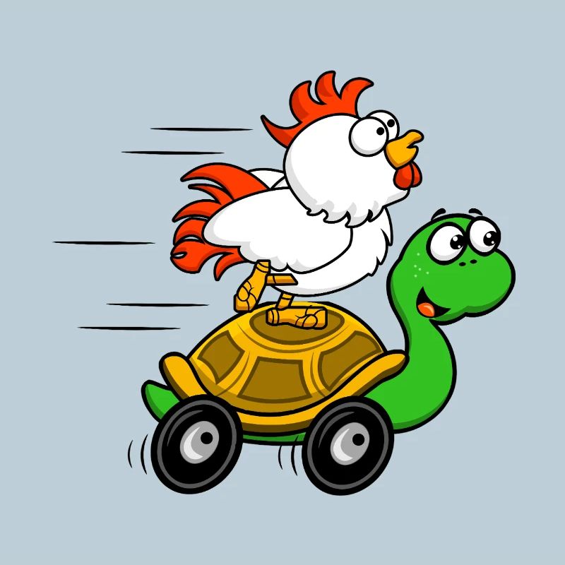Poulets sur la charrette de la Tortue