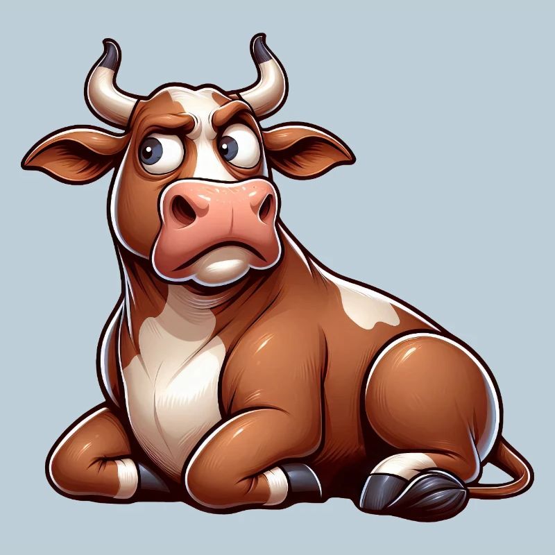 Lustige Kuh Cartoon Skeptischer Stier Comic