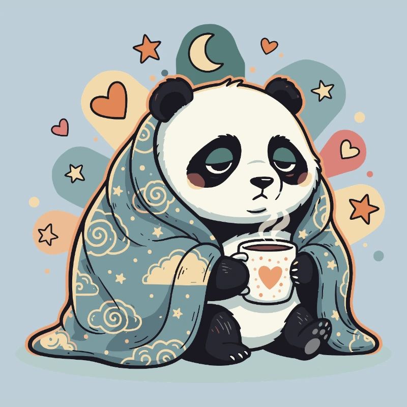 Panda câlin sous la couverture nuageuse
