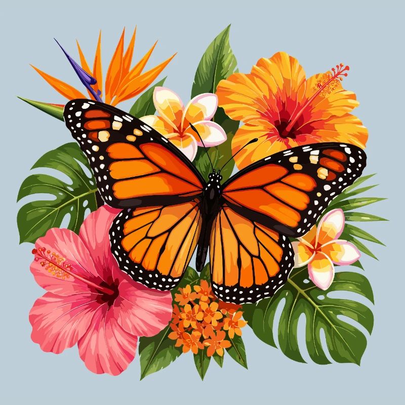 Monarch Butterfly Tropical Blossom