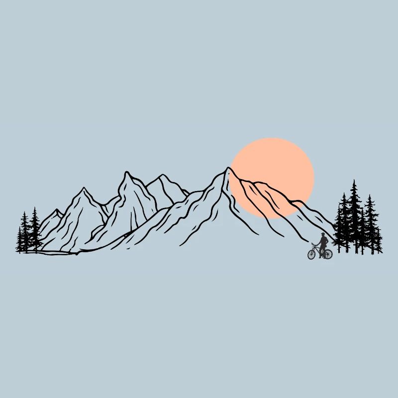 Sunset Ride Line Art sur noir