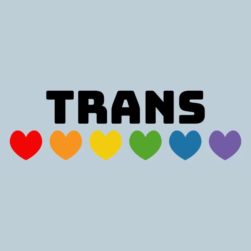Rainbow heart trans black