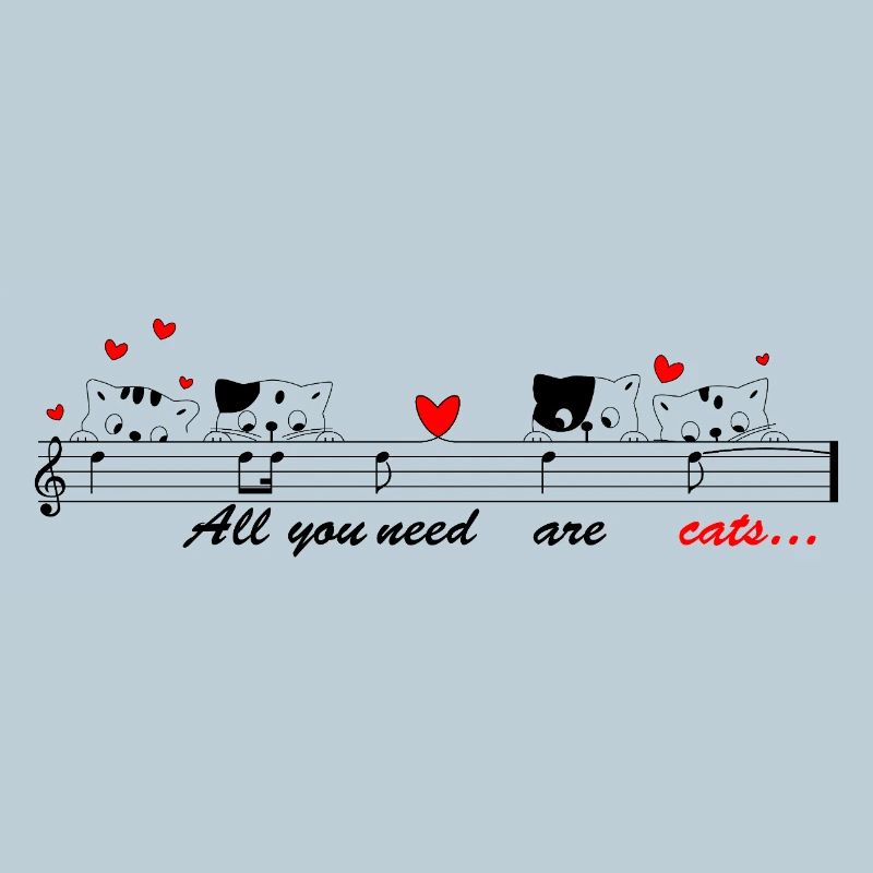 Singing cats with melody for bright clothes