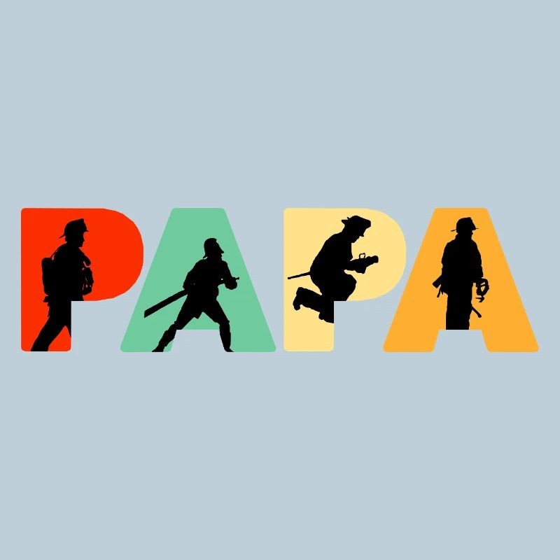 Papa Firefighter Retro Fireman Hero Dad