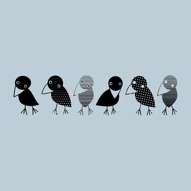 Crows at a glance. Cosy crows on a row