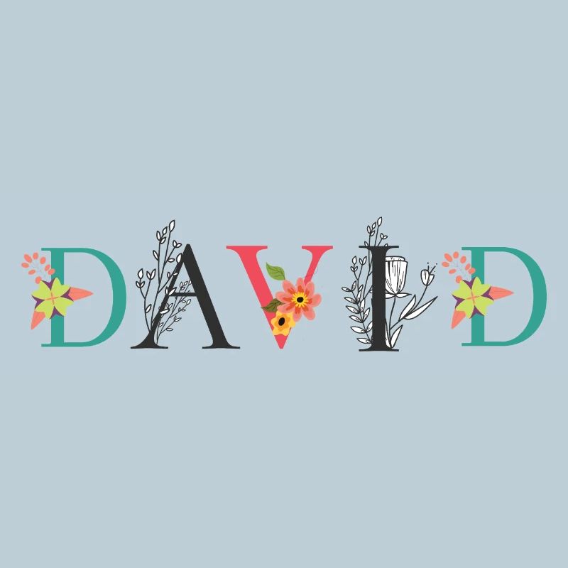 DAVID Nom Art avec fleurs brodées