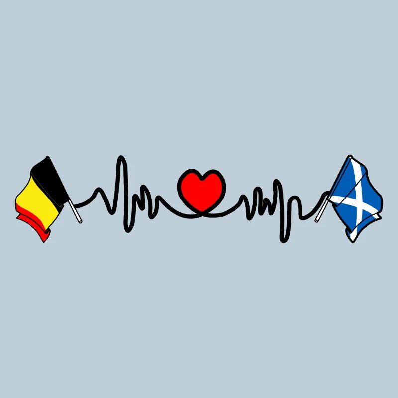 Cardio heart Drapeau Belgique, drapeau Écosse