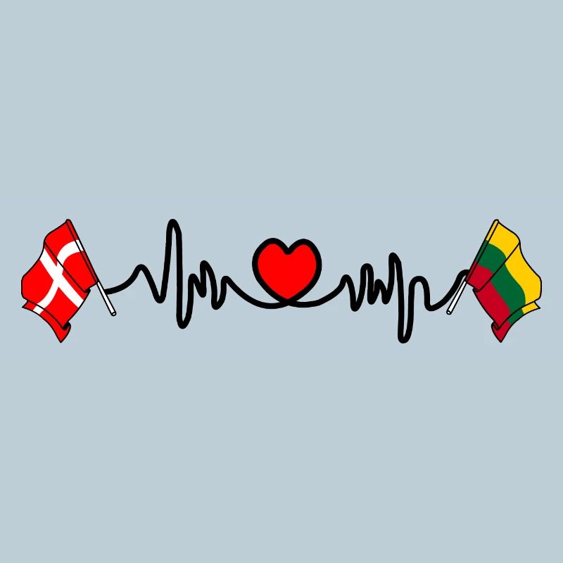 Cardio heart Drapeau Danemark, drapeau Lituanie
