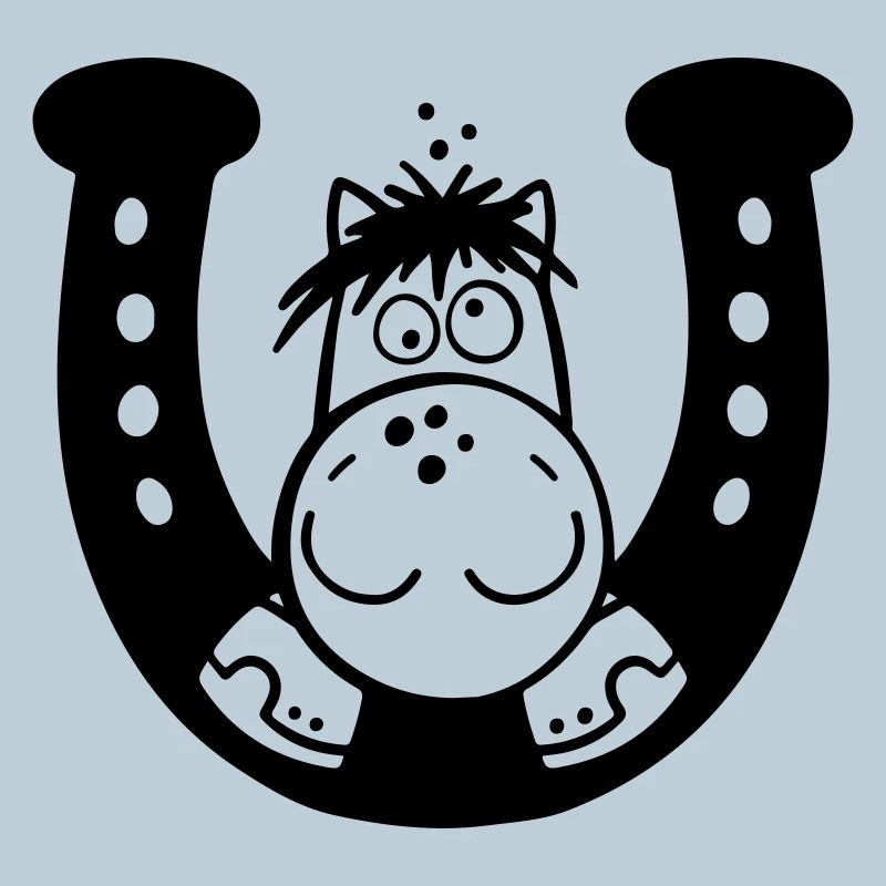 Pferd auf Hufeisen