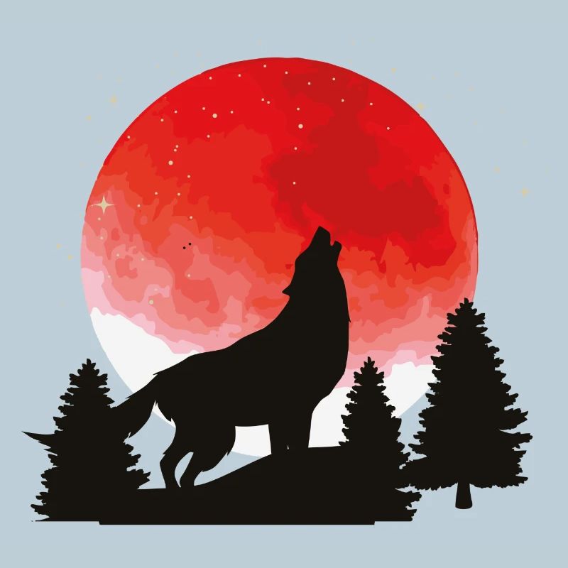 Wolfsruf am roten Mond