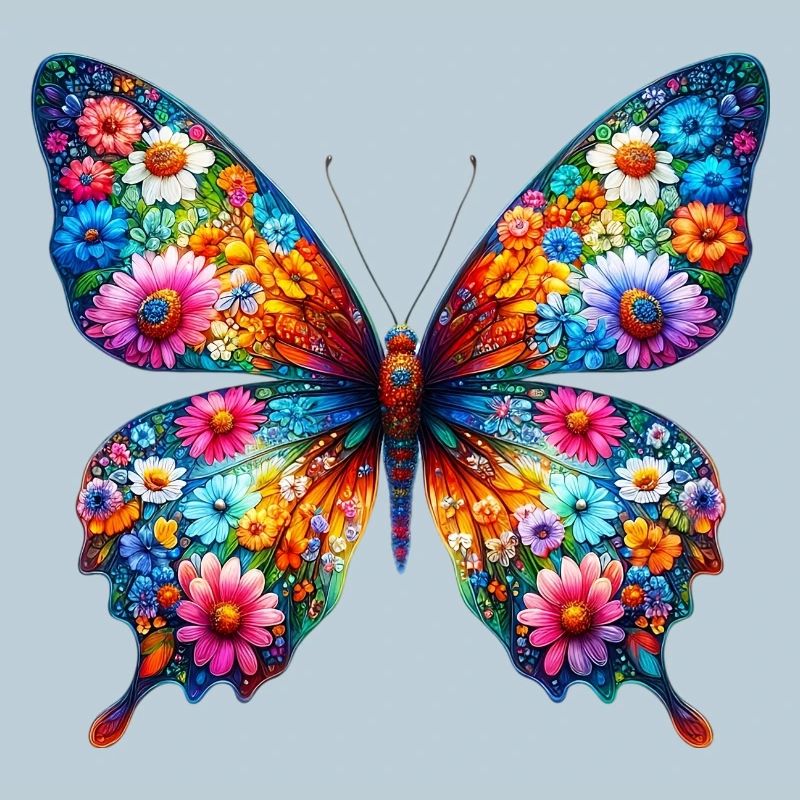 Papillon décoré de fleurs