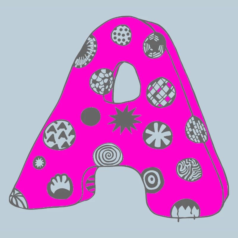 Buchstabe A mit Charakter in pink